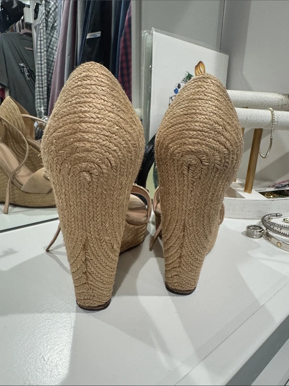 Gucci Tan Suede Wedge Sandals with Gold Horsebit